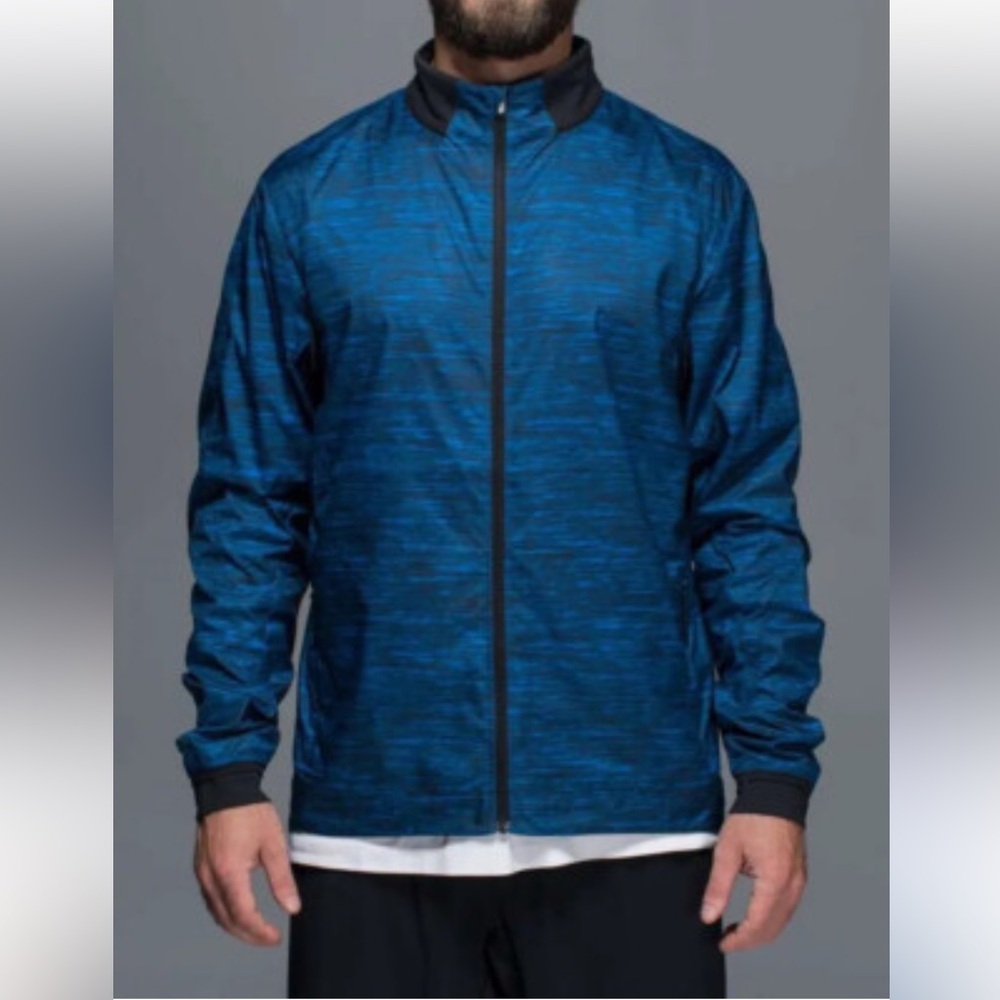 Lululemon Surge Full Zip Jacket Oki Heathered Print Teacup Blue & Black Size‎ XL